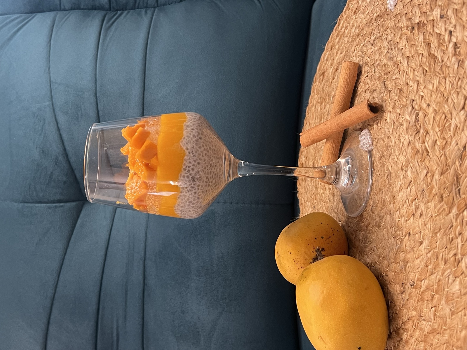 Behind the scenes — Pooja preparing a mango chia pudding shoot